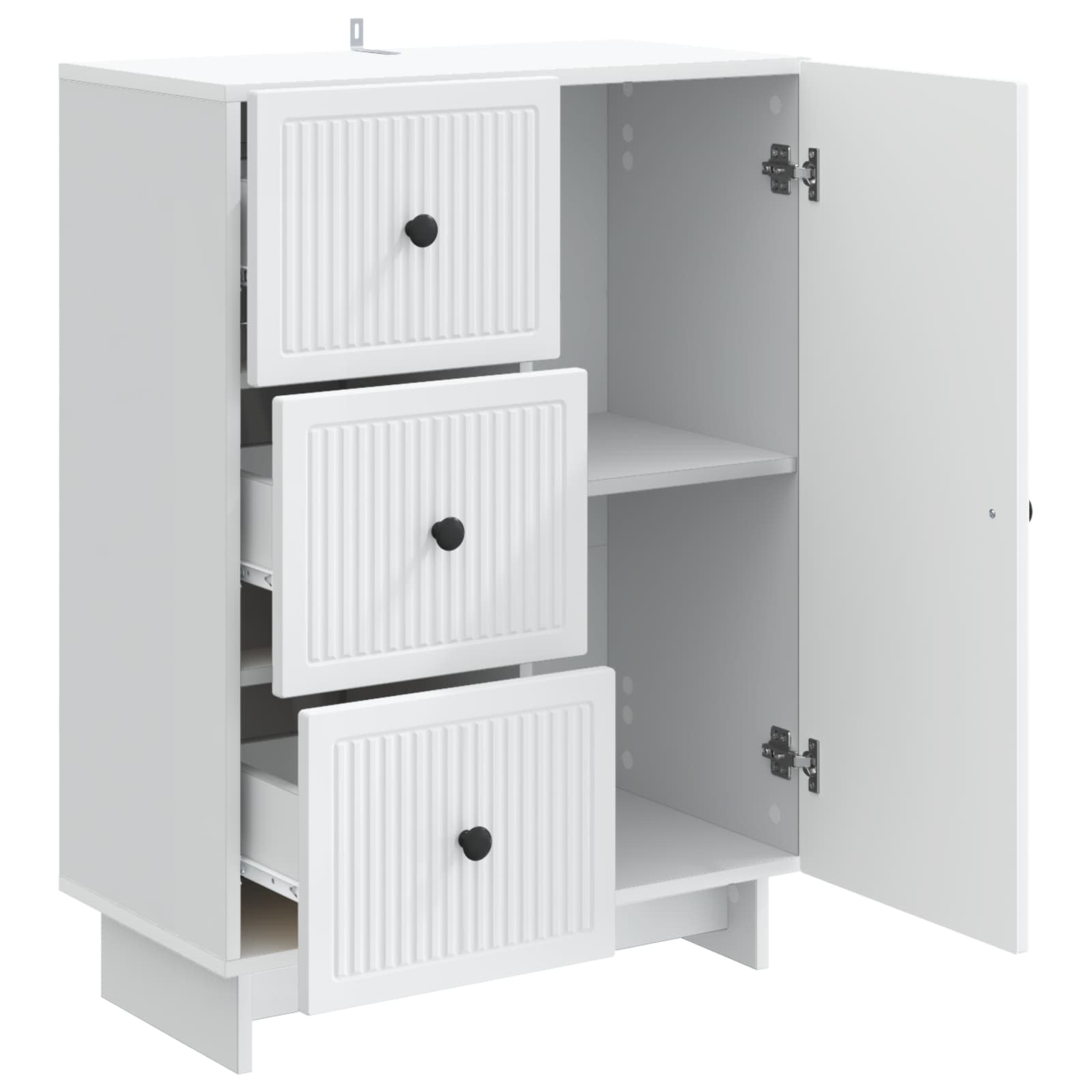 Servírovací Skříň Bílá 66 X 34,5 X 90 Cm Kompozitní Dřevo