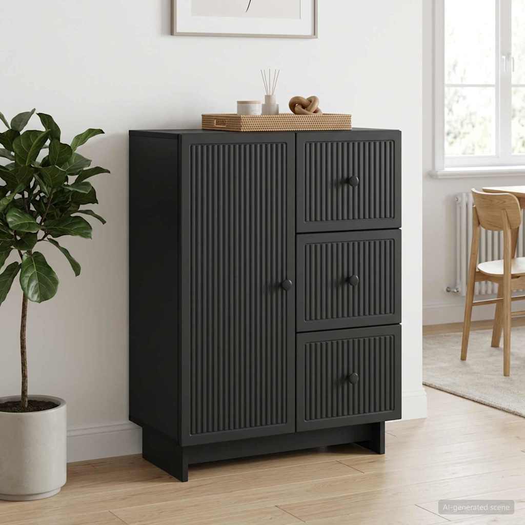 Servírovací Skříň Černá 66 X 34,5 X 90 Cm Kompozitní Dřevo