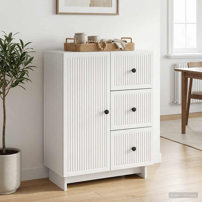 Servírovací Skříň Bílá S Vysokým Leskem 66 X 34,5 X 90 Cm