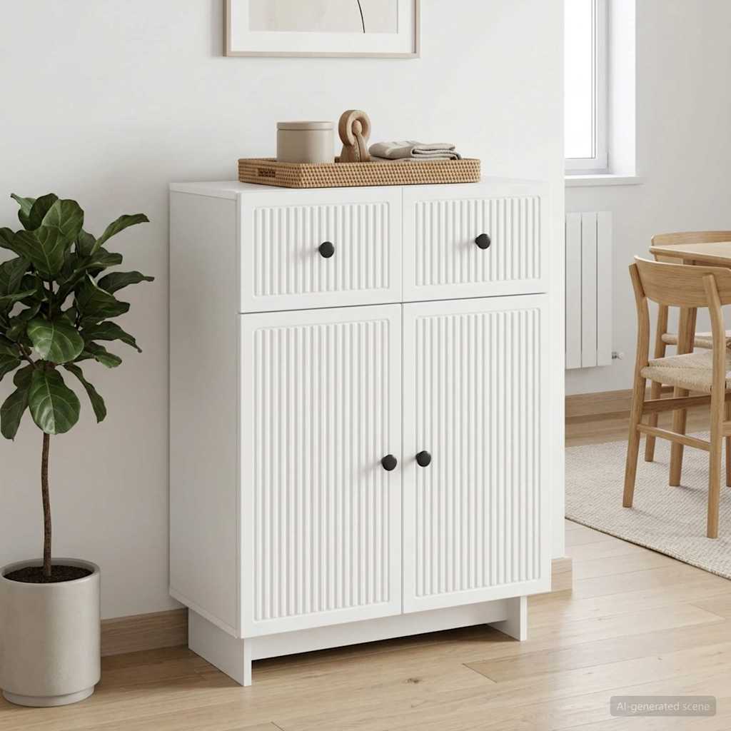 Servírovací Skříň Bílá 66 X 34,5 X 90 Cm Kompozitní Dřevo