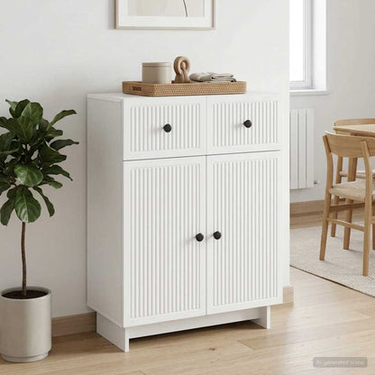 Servírovací Skříň Bílá 66 X 34,5 X 90 Cm Kompozitní Dřevo