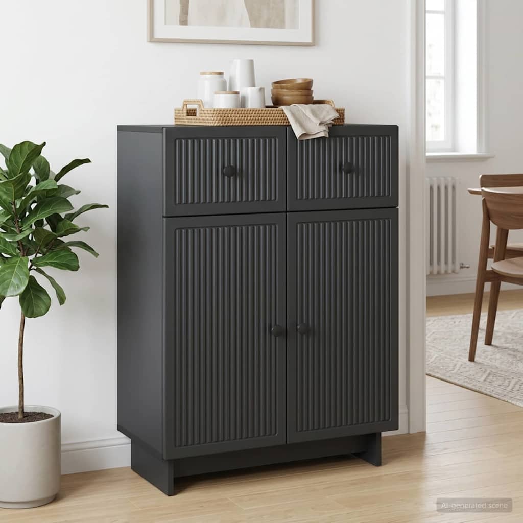Servírovací Skříň Černá 66 X 34,5 X 90 Cm Kompozitní Dřevo
