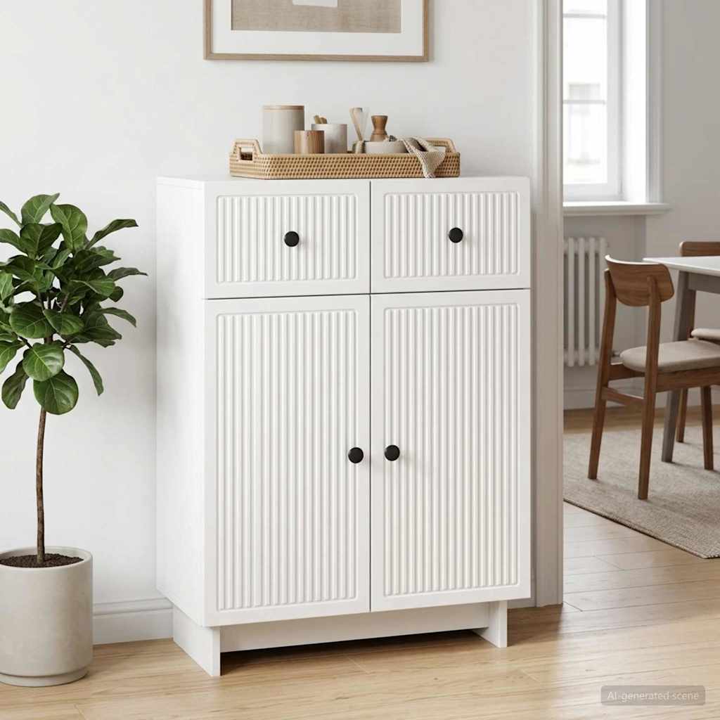 Servírovací Skříň Bílá S Vysokým Leskem 66 X 34,5 X 90 Cm