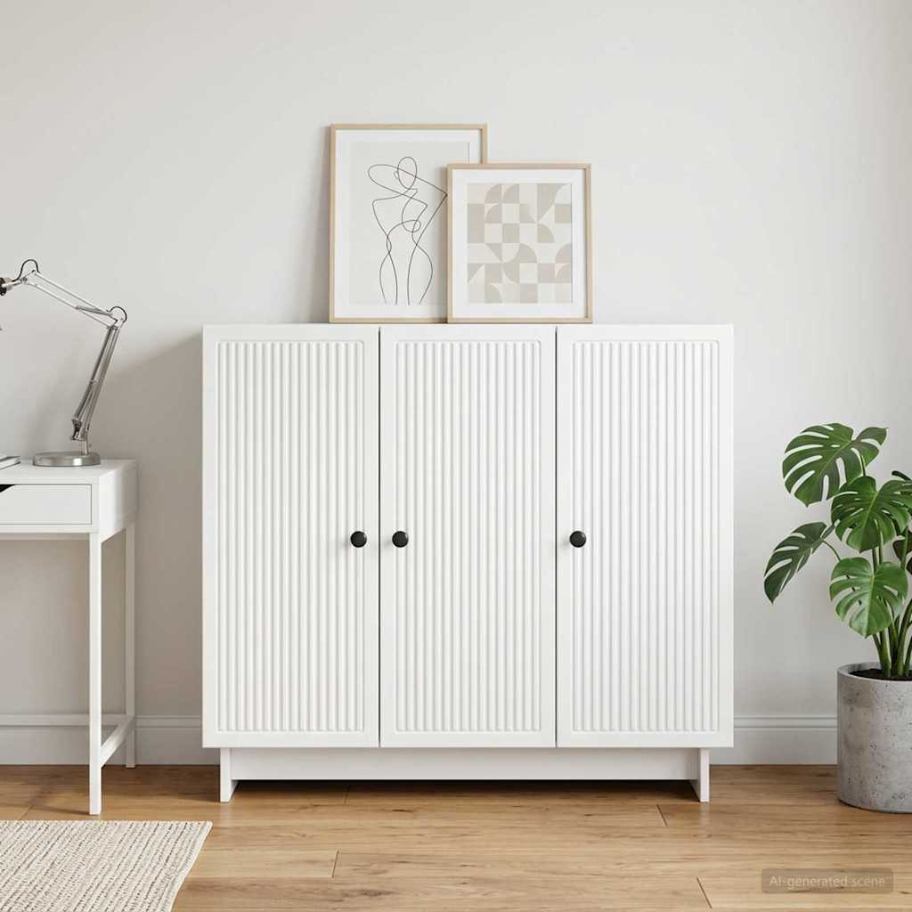 Servírovací Skříň Bílá 89 X 34,5 X 80 Cm Kompozitní Dřevo