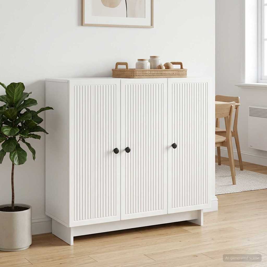Servírovací Skříň Bílá 89 X 34,5 X 80 Cm Kompozitní Dřevo