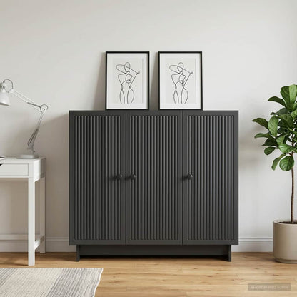 Servírovací Skříň Černá 89 X 34,5 X 80 Cm Kompozitní Dřevo