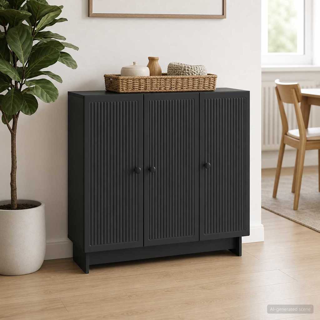 Servírovací Skříň Černá 89 X 34,5 X 80 Cm Kompozitní Dřevo