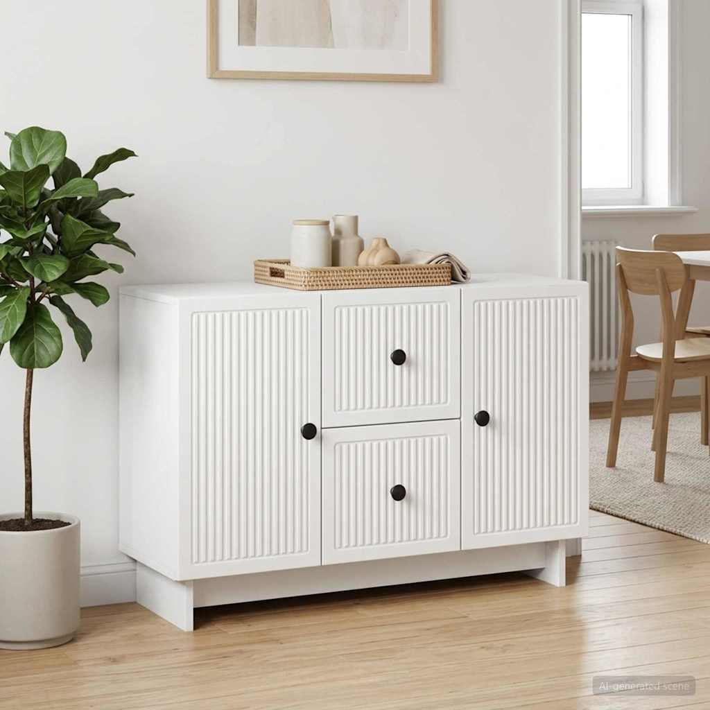 Servírovací Skříň Bílá 89 X 34,5 X 60 Cm Kompozitní Dřevo