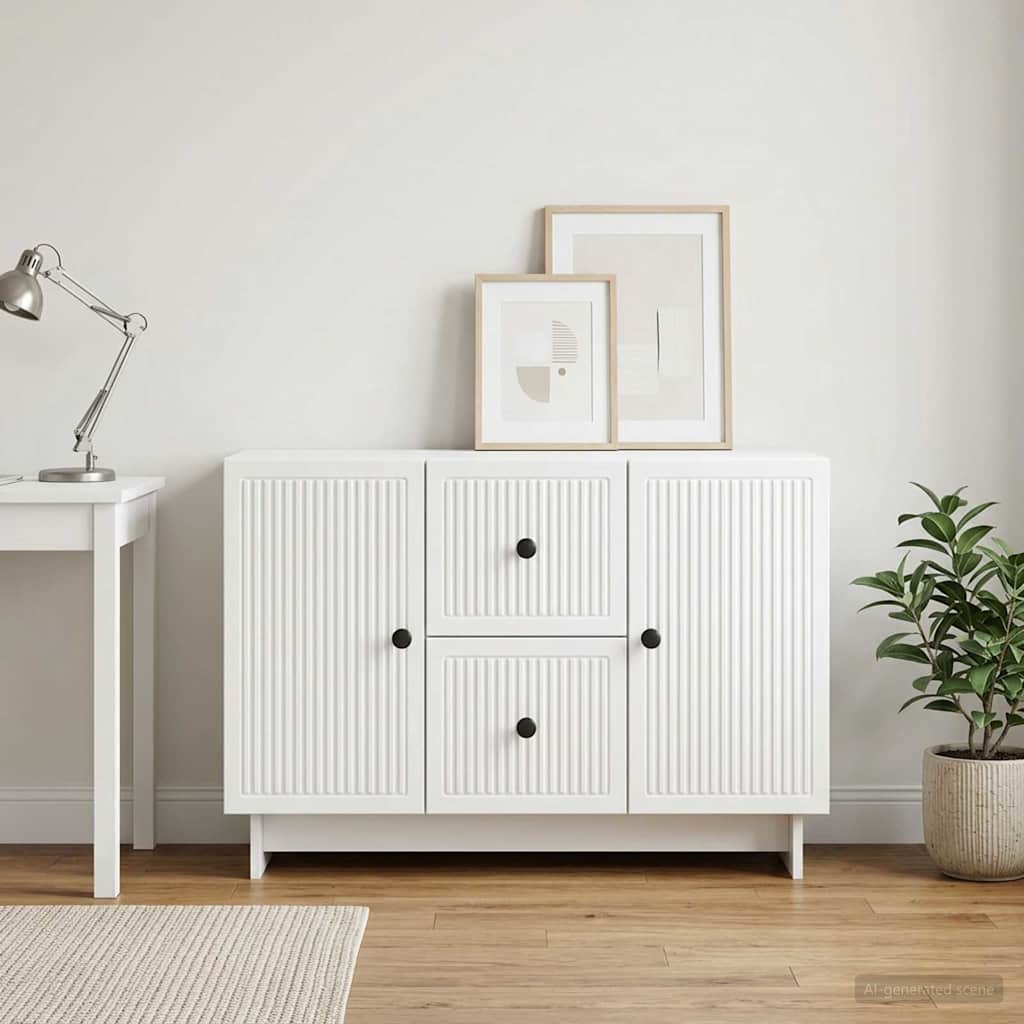 Servírovací Skříň Bílá 89 X 34,5 X 60 Cm Kompozitní Dřevo