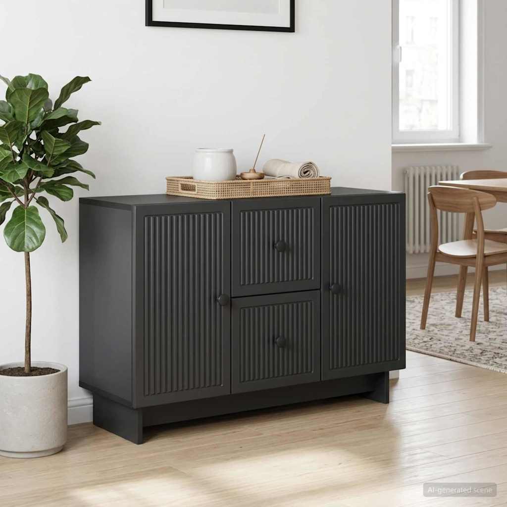 Servírovací Skříň Černá 89 X 34,5 X 60 Cm Kompozitní Dřevo