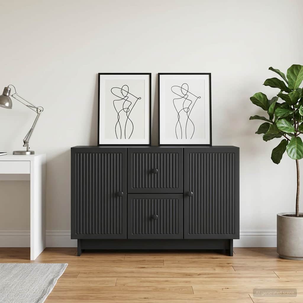 Servírovací Skříň Černá 89 X 34,5 X 60 Cm Kompozitní Dřevo