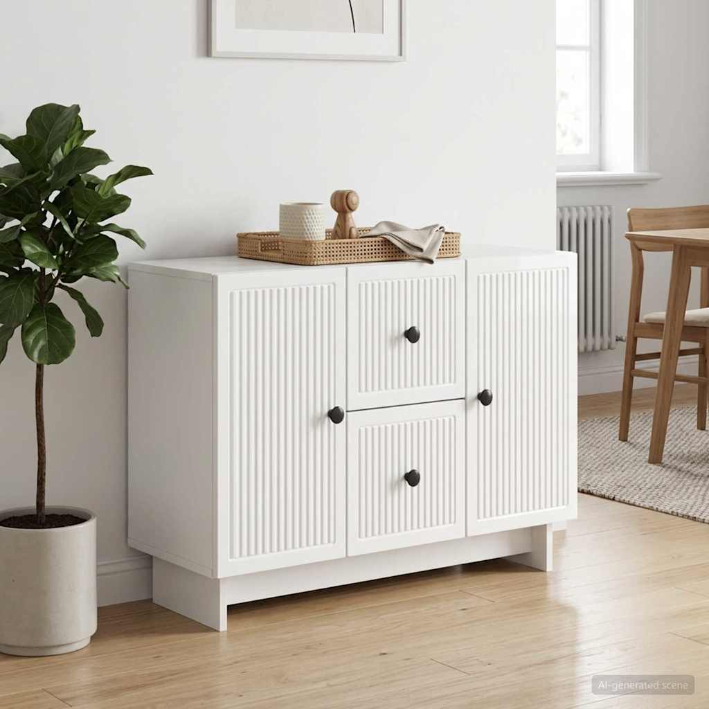 Servírovací Skříň Bílá S Vysokým Leskem 89 X 34,5 X 60 Cm