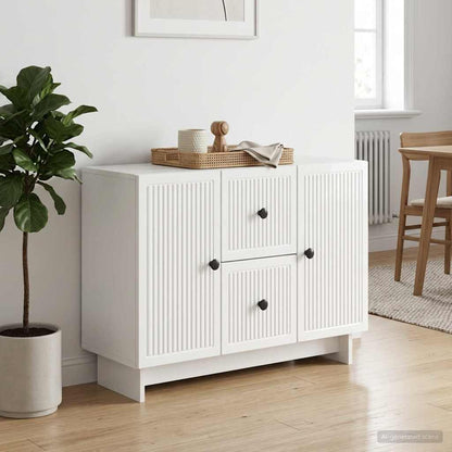 Servírovací Skříň Bílá S Vysokým Leskem 89 X 34,5 X 60 Cm