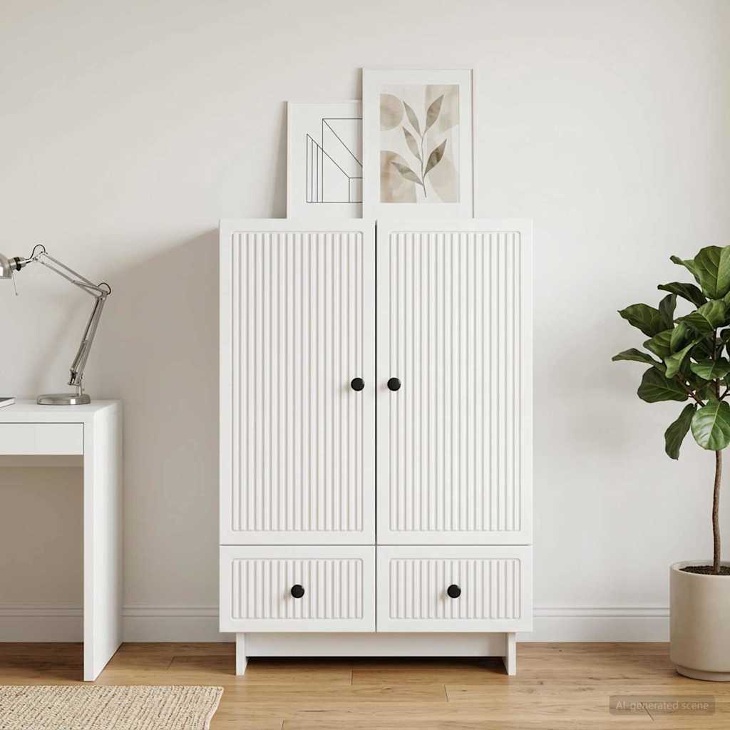 Servírovací Skříň Bílý 66 X 34,5 X 95 Cm Dřevěný Materiál