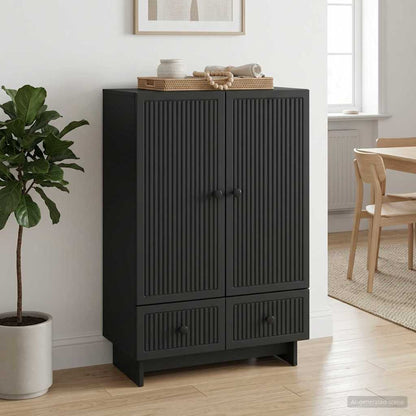 Servírovací Skříň Černý 66 X 34,5 X 95 Cm Dřevěný Materiál
