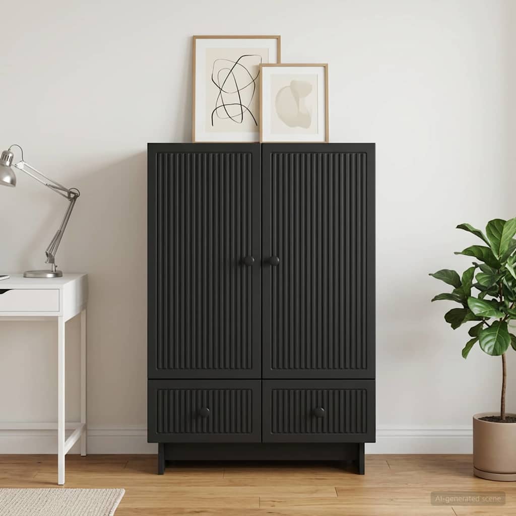 Servírovací Skříň Černý 66 X 34,5 X 95 Cm Dřevěný Materiál
