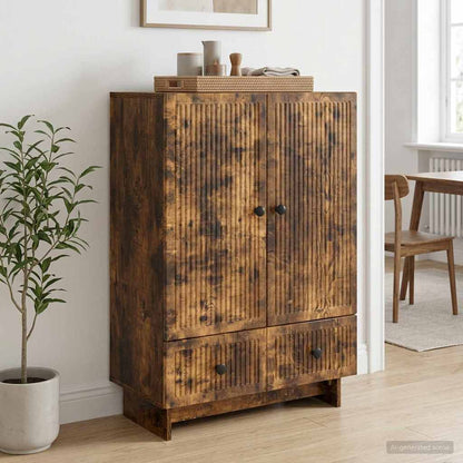 Servírovací Skříň Uzený Dub 66 X 34,5 X 95 Cm Dřevěný Materiál