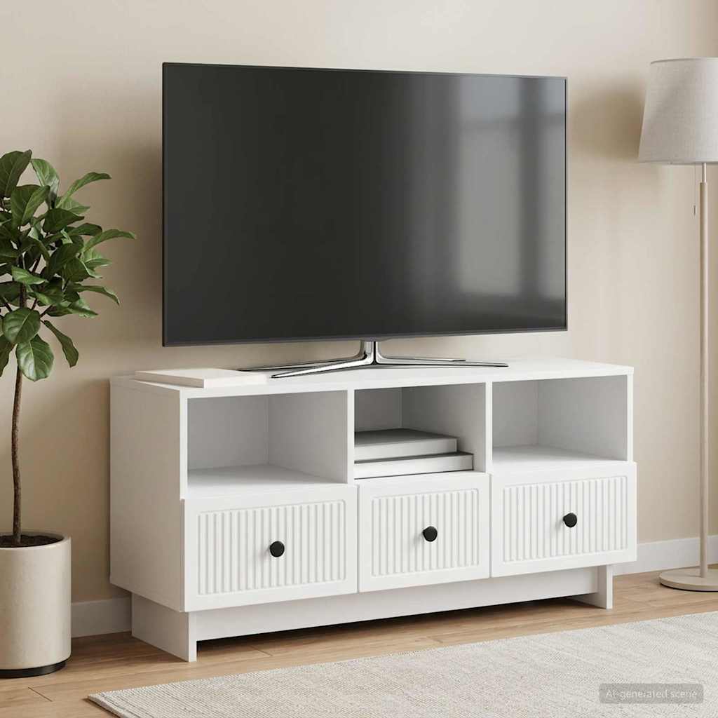 Televizní Skříň Bílá 102 X 34,5 X 50 Cm Kompozitní Dřevo