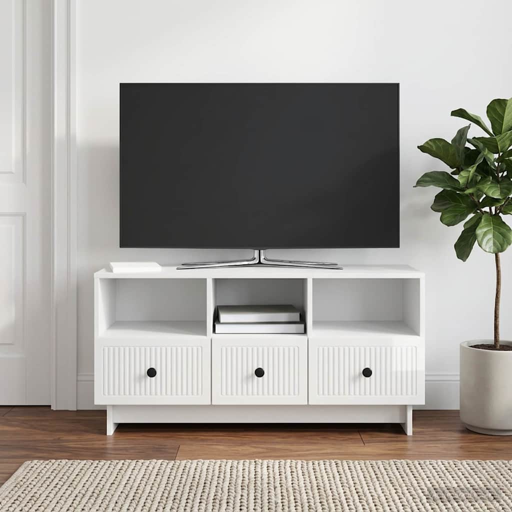 Televizní Skříň Bílá S Vysokým Leskem 102 X 34,5 X 50 Cm