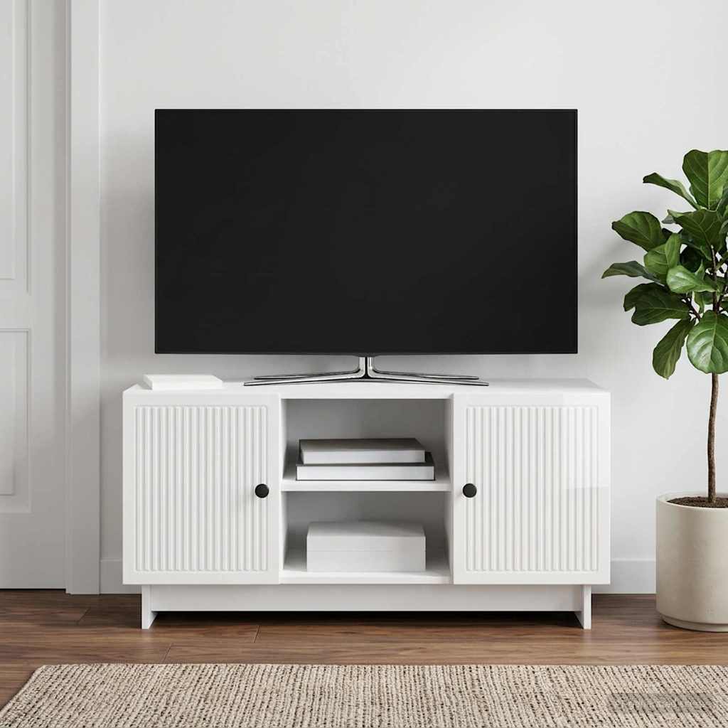 Televizní Skříň 102 X 34,5 X 50 Cm Bílá S Vysokým Leskem