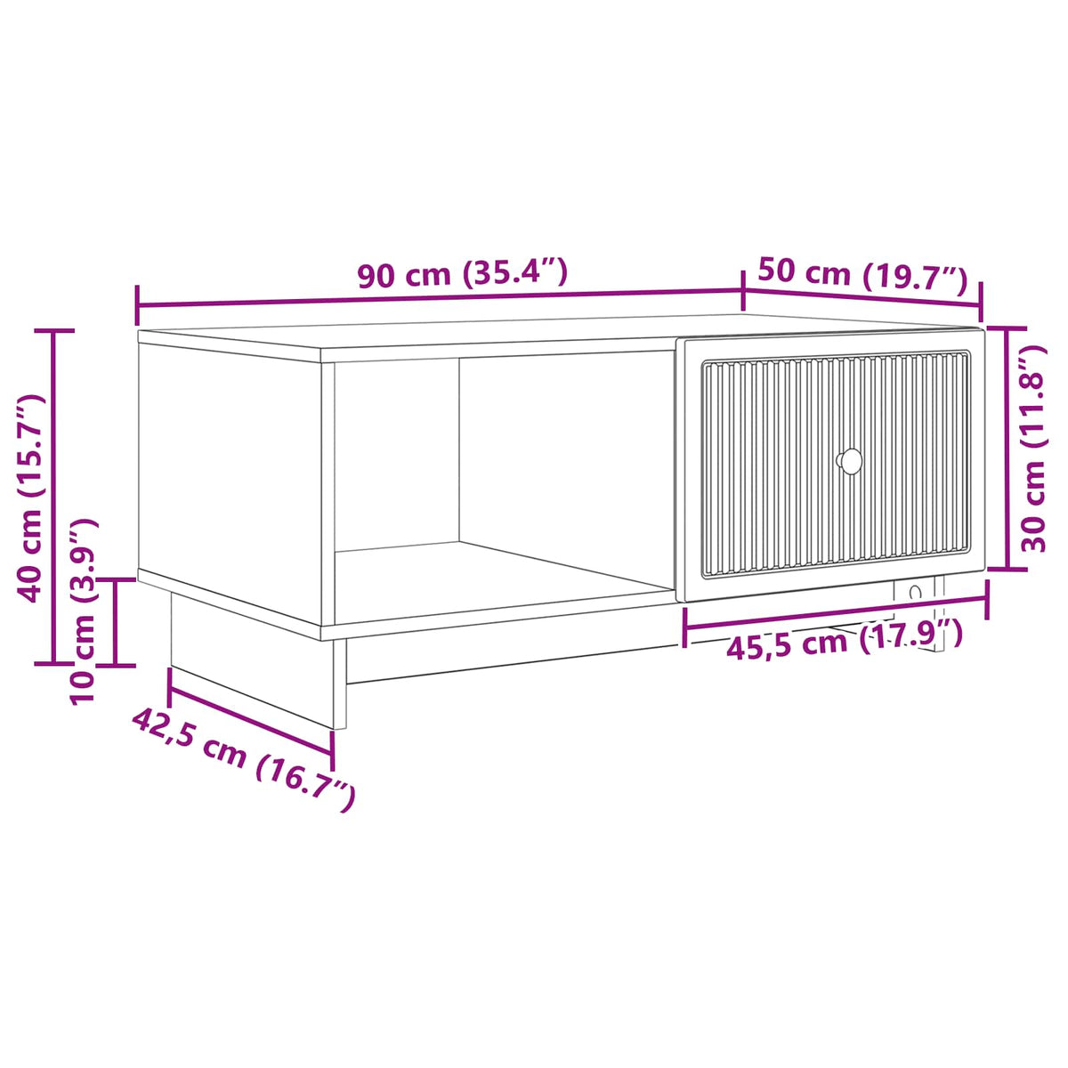 Konferenční Stolek Bílá 90 X 50 X 40 Cm Kompozitní Dřevo