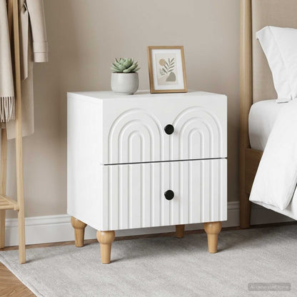 Noční Skříňka 2 Pcs Bílá 43 X 34,5 X 48 Cm Kompozitní Dřevo
