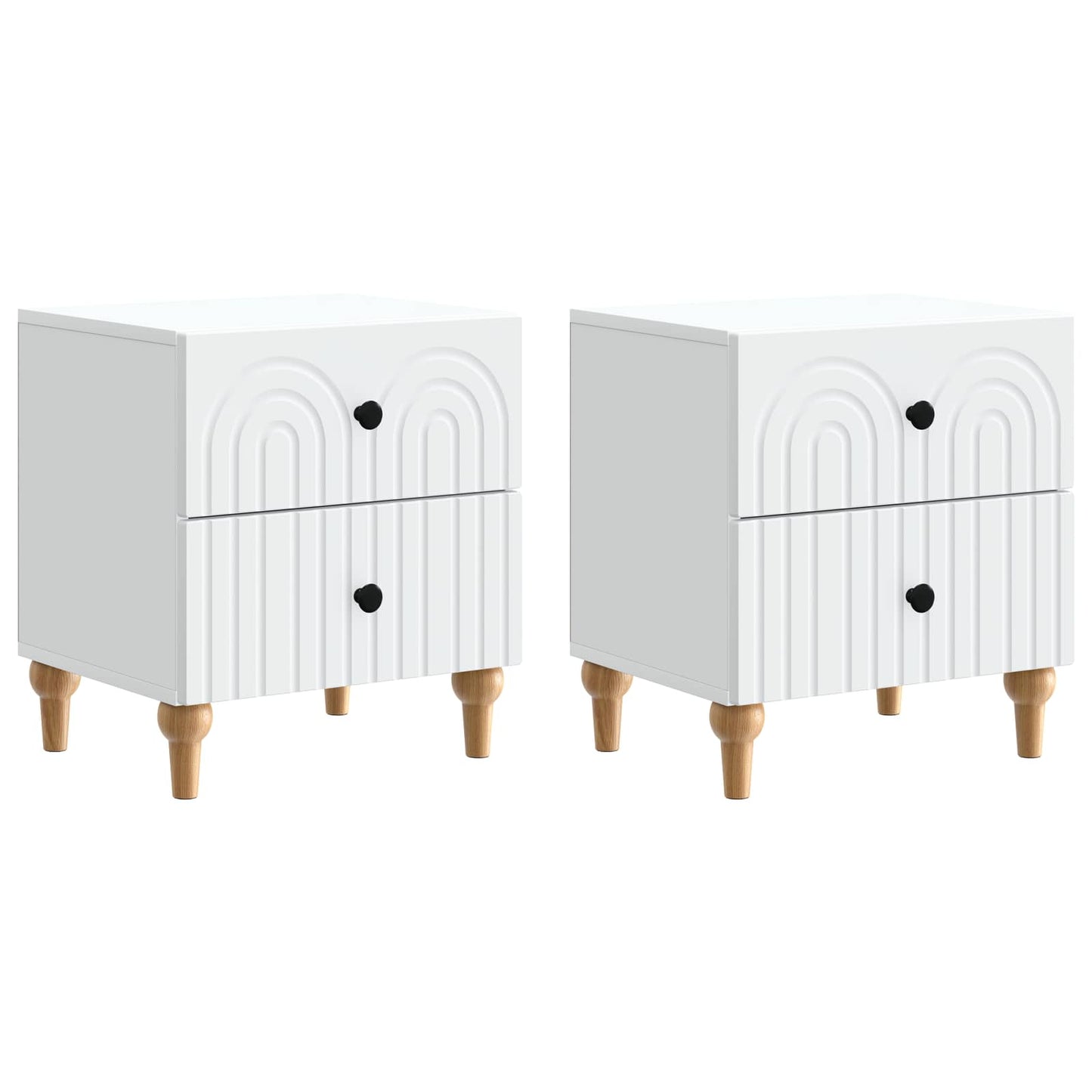Noční Skříňka 2 Pcs Bílá 43 X 34,5 X 48 Cm Kompozitní Dřevo