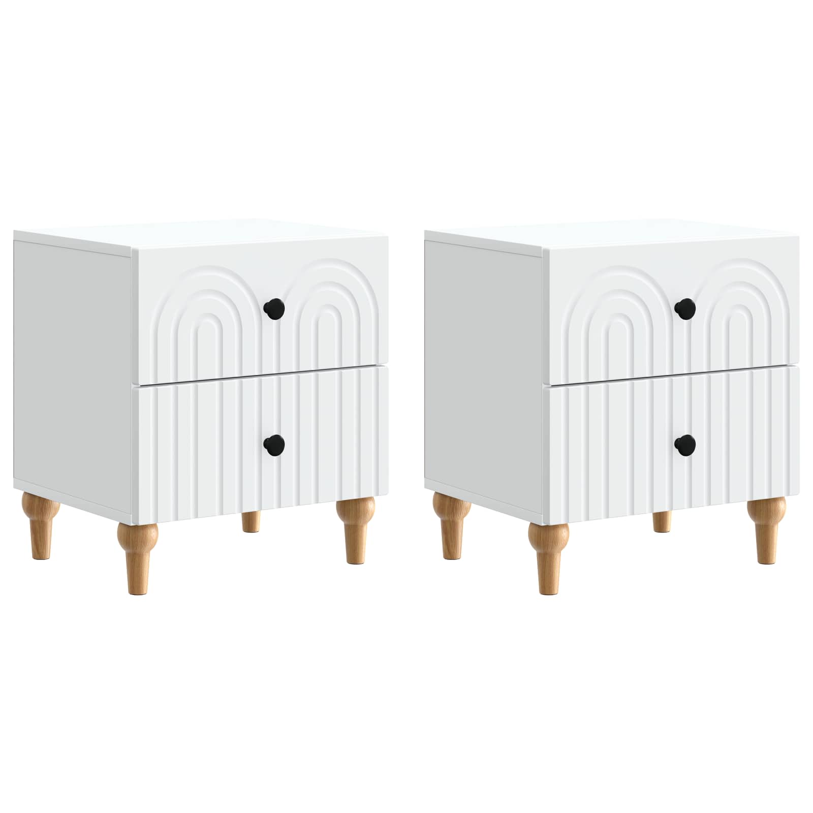 Noční Skříňka 2 Pcs Bílá 43 X 34,5 X 48 Cm Kompozitní Dřevo