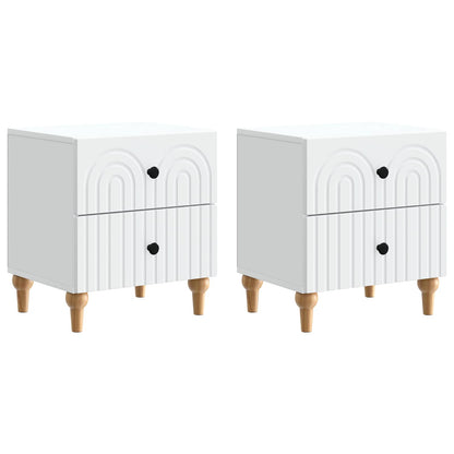 Noční Skříňka 2 Pcs Bílá 43 X 34,5 X 48 Cm Kompozitní Dřevo