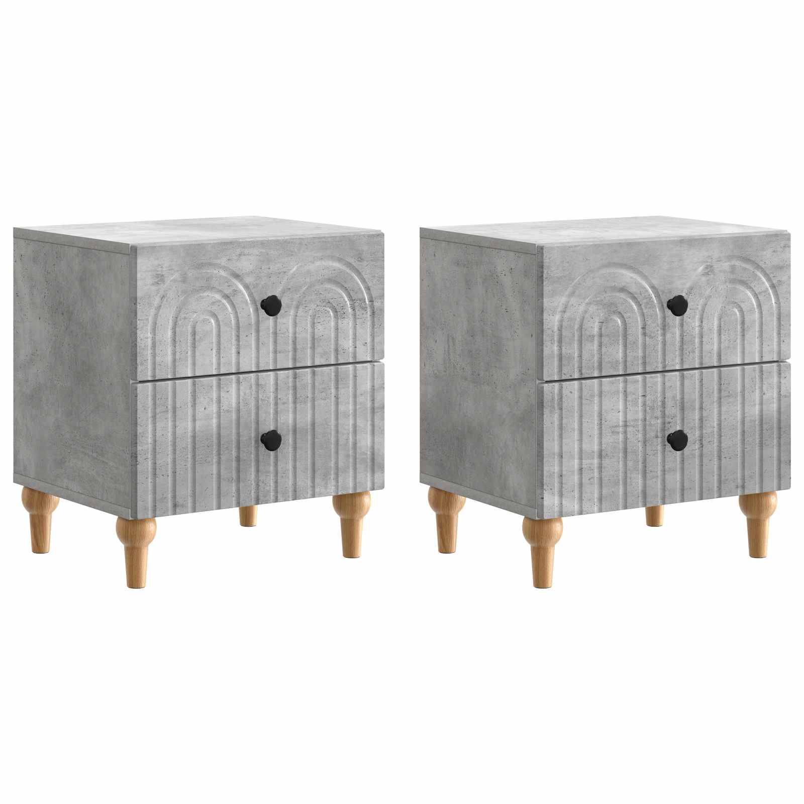 Noční Skříňka Se Zásuvkou 2 Pcs Betonově Šedá 43 X 34,5 X 48 Cm