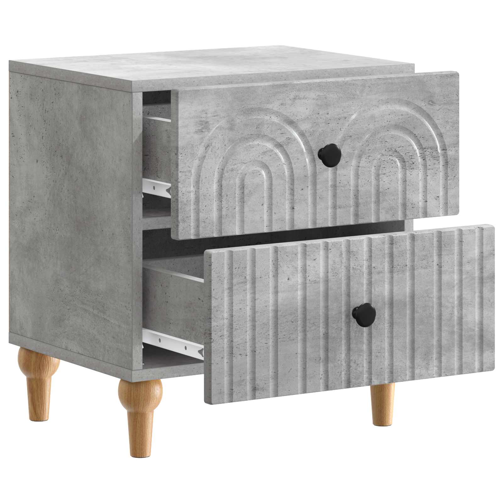 Noční Skříňka Se Zásuvkou 2 Pcs Betonově Šedá 43 X 34,5 X 48 Cm