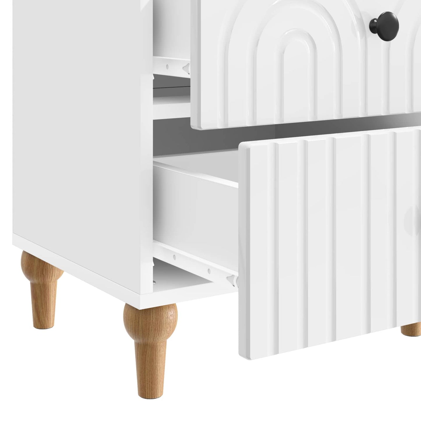 Noční Skříňka 2 Pcs Bílá S Vysokým Leskem 43 X 34,5 X 48 Cm