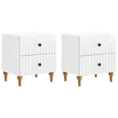 Noční Skříňka 2 Pcs Bílá S Vysokým Leskem 43 X 34,5 X 48 Cm