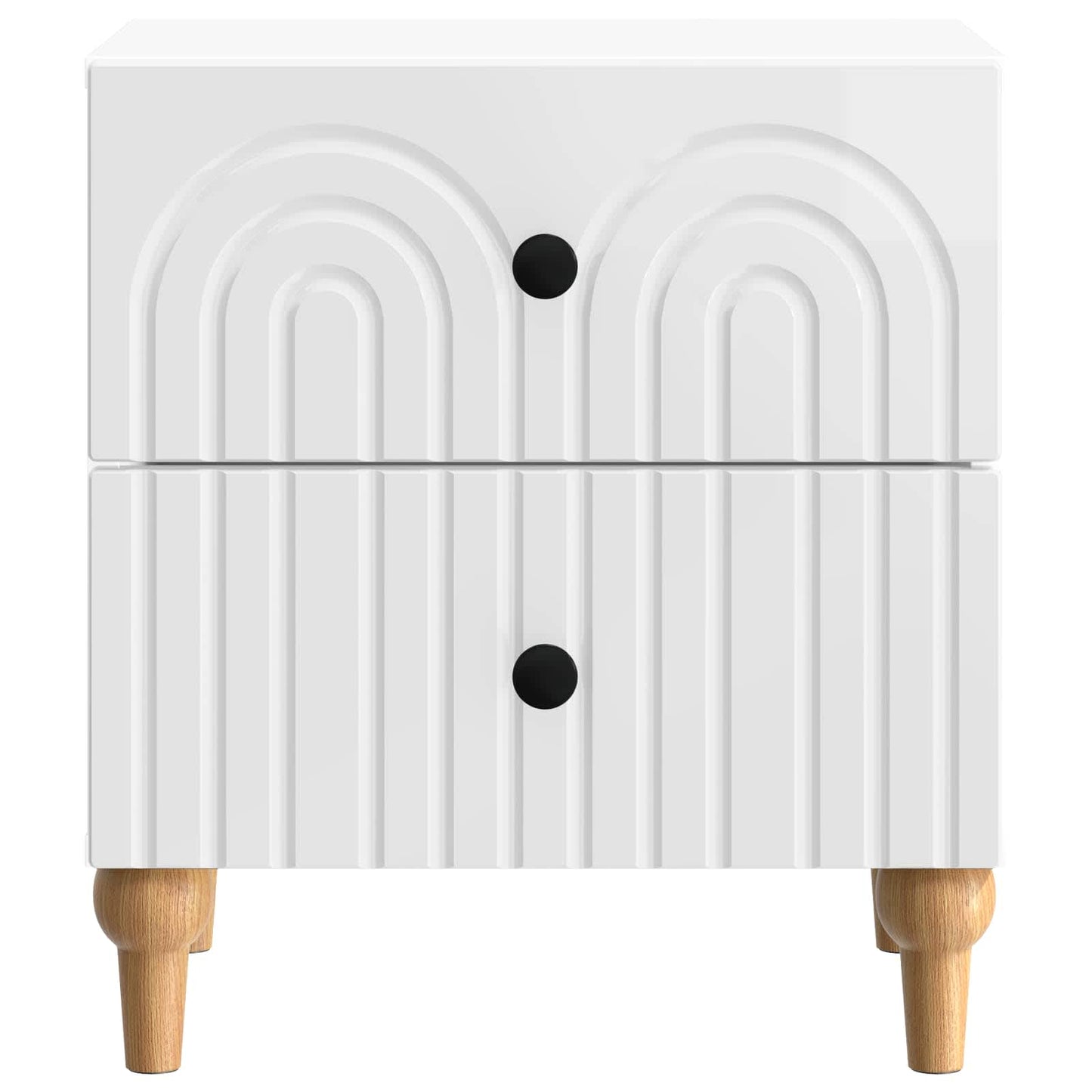 Noční Skříňka 2 Pcs Bílá S Vysokým Leskem 43 X 34,5 X 48 Cm