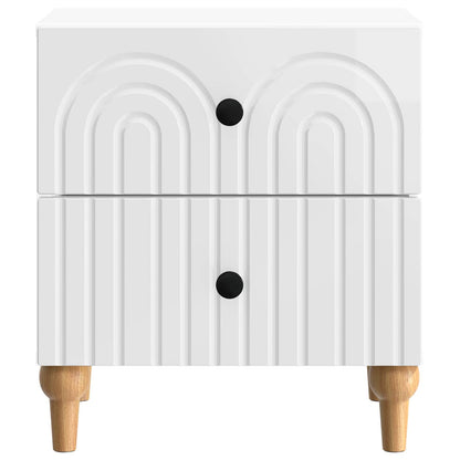 Noční Skříňka 2 Pcs Bílá S Vysokým Leskem 43 X 34,5 X 48 Cm