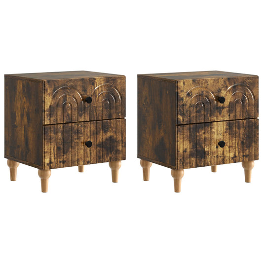 Noční Skříňka Se Zásuvkou 2 Pcs Kouřový Dub 43 X 34,5 X 48 Cm