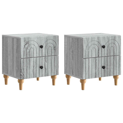 Noční Skříňka Se Zásuvkou 2 Pcs Šedá Sonoma 43 X 34,5 X 48 Cm