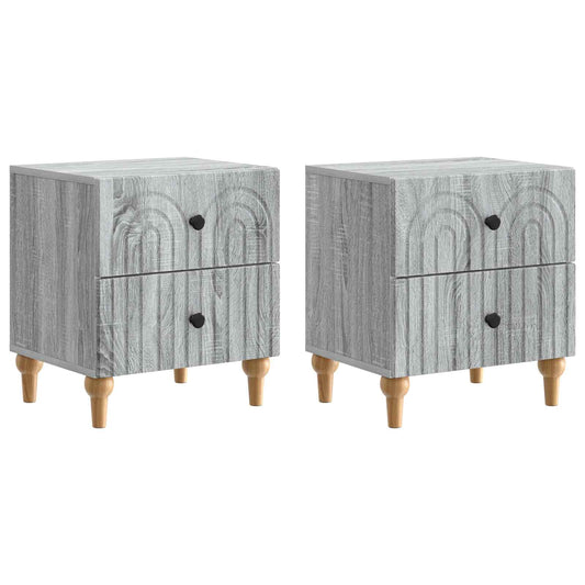 Noční Skříňka Se Zásuvkou 2 Pcs Šedá Sonoma 43 X 34,5 X 48 Cm