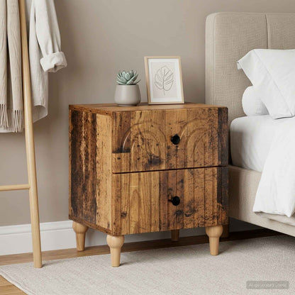 Noční Skříňka Se Zásuvkou 2 Pcs Staré Dřevo 43 X 34,5 X 48 Cm