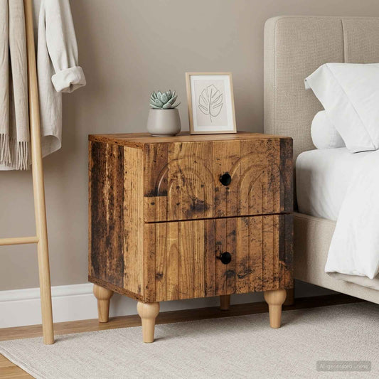 Noční Skříňka Se Zásuvkou 2 Pcs Staré Dřevo 43 X 34,5 X 48 Cm