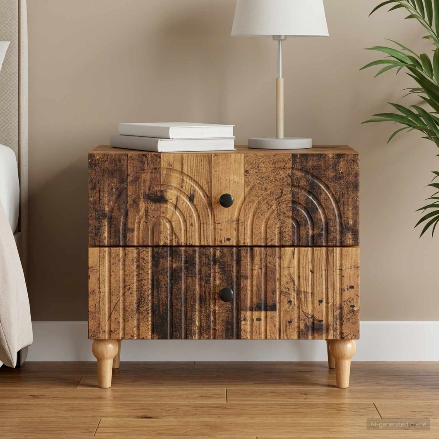 Noční Skříňka Staré Dřevo 62 X 34,5 X 48 Cm Kompozitní Dřevo