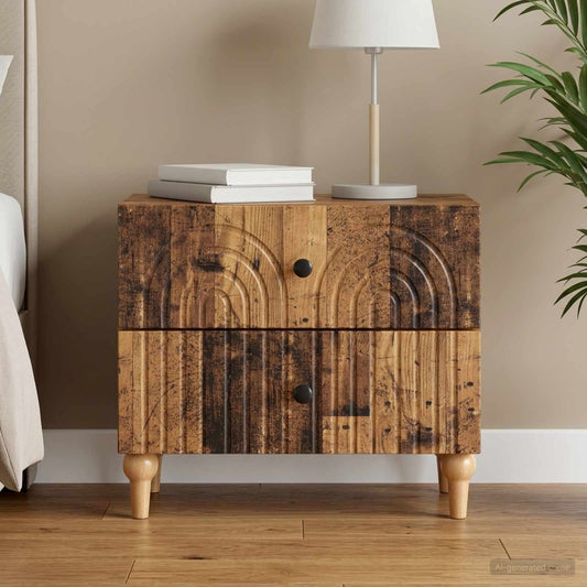Noční Skříňka Staré Dřevo 62 X 34,5 X 48 Cm Kompozitní Dřevo