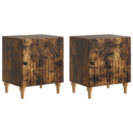 Noční Skříňka 2 Pcs Kouřový Dub 43 X 34,5 X 50 Cm