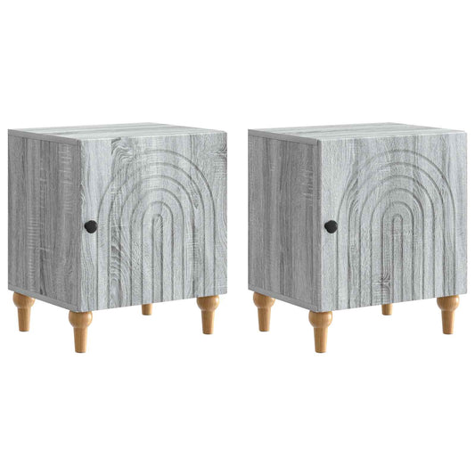 Noční Skříňka 2 Pcs Šedá Sonoma 43 X 34,5 X 50 Cm