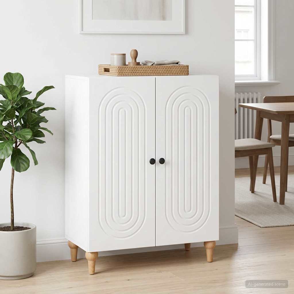 Servírovací Skříň Bílá 66 X 34,5 X 90 Cm Kompozitní Dřevo