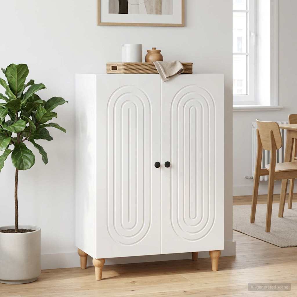 Servírovací Skříň Bílá S Vysokým Leskem 66 X 34,5 X 90 Cm