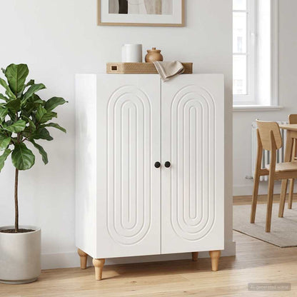 Servírovací Skříň Bílá S Vysokým Leskem 66 X 34,5 X 90 Cm