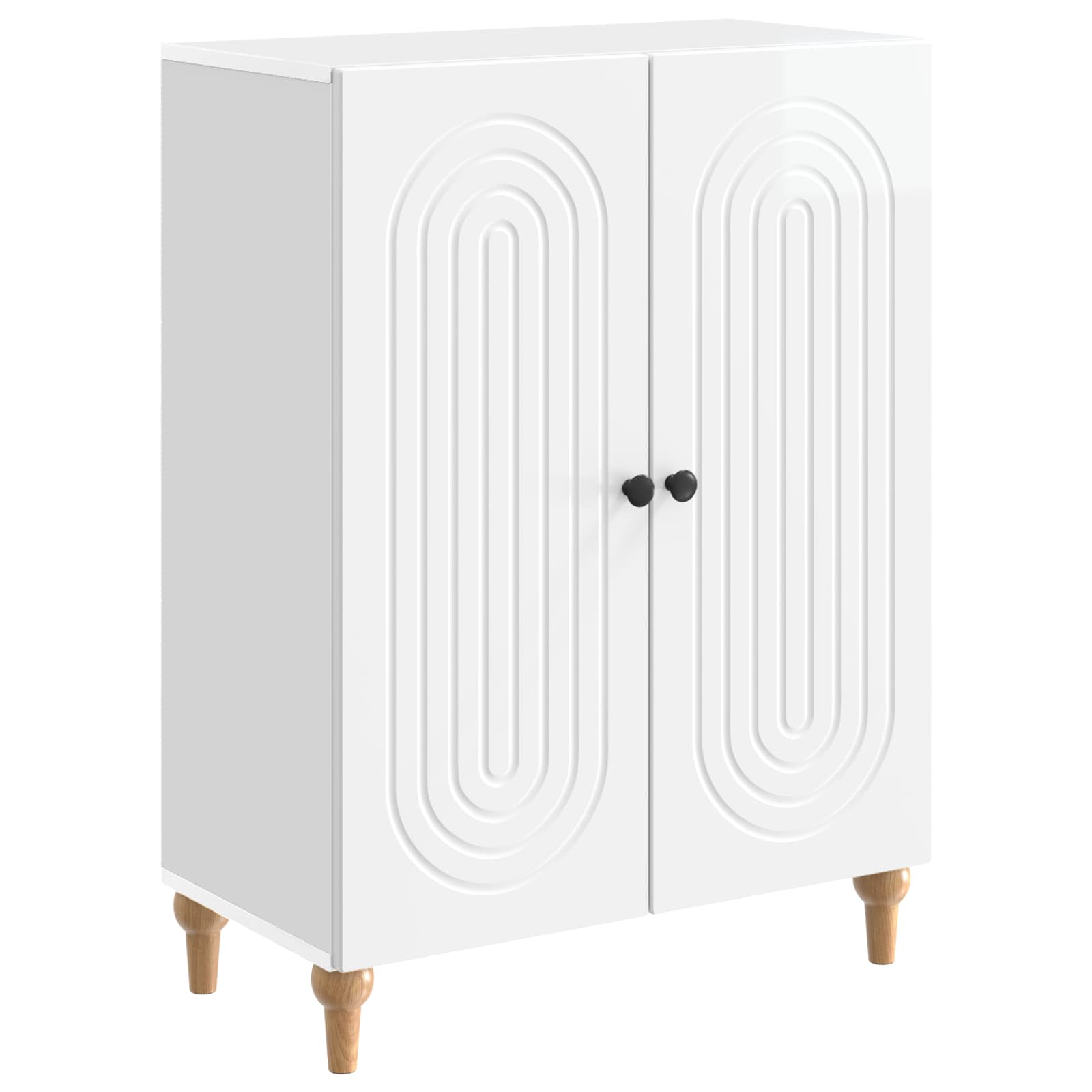 Servírovací Skříň Bílá S Vysokým Leskem 66 X 34,5 X 90 Cm