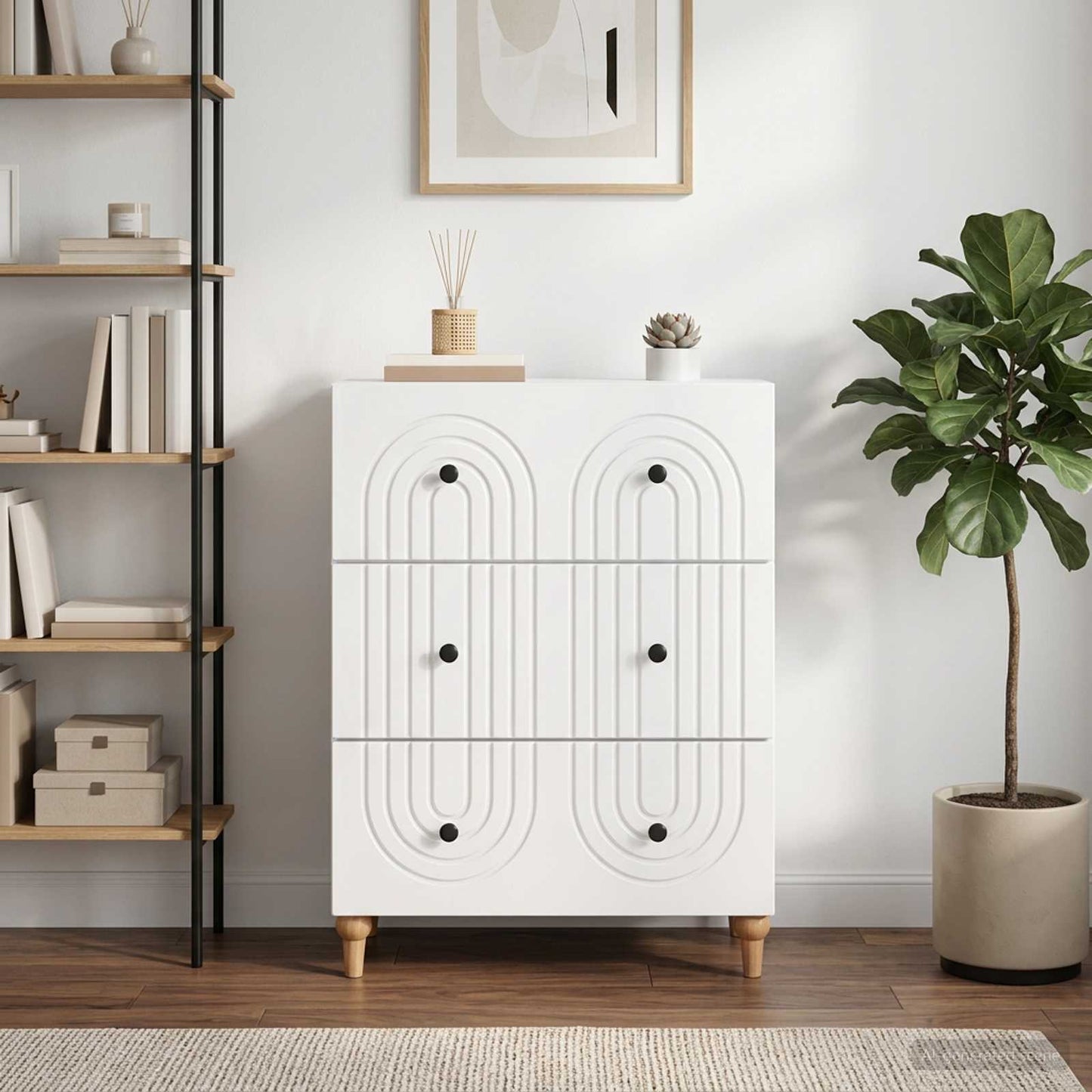Skříň Se Zásuvkami Bílá S Vysokým Leskem 66 X 34,5 X 90 Cm