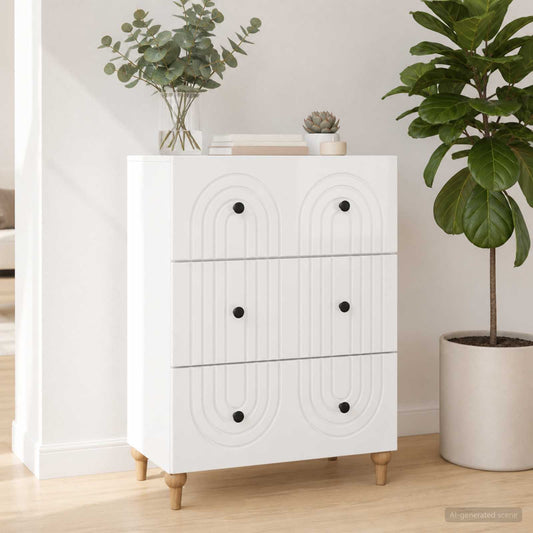 Skříň Se Zásuvkami Bílá S Vysokým Leskem 66 X 34,5 X 90 Cm
